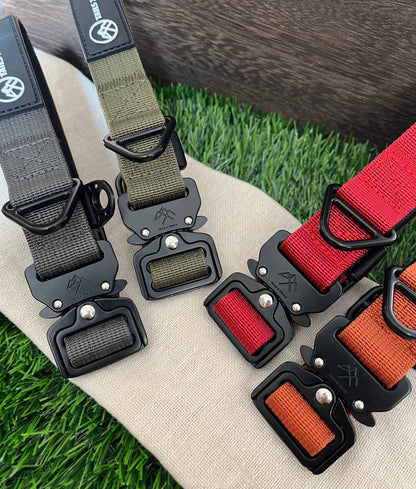 TAILS X TRAILS COLLARS 1 inch. L-R Grey, Green, Red, Orange